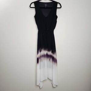 Simply Vera Wang Black Purple White Ombre Chiffin Pullover Dress XS